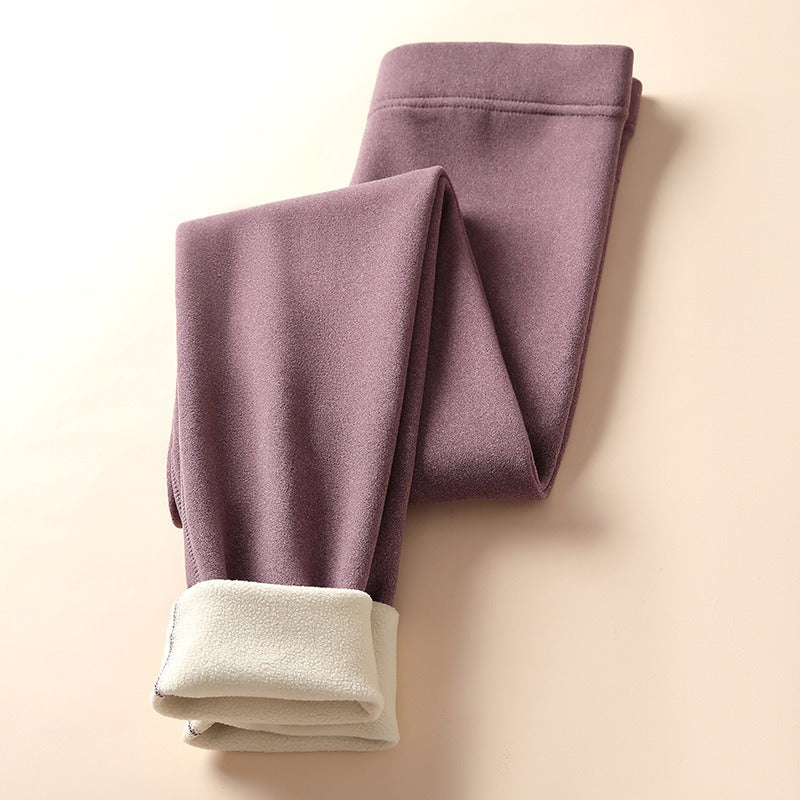 Casual Warm Winter Solid Pants Soft Fleece Leggings