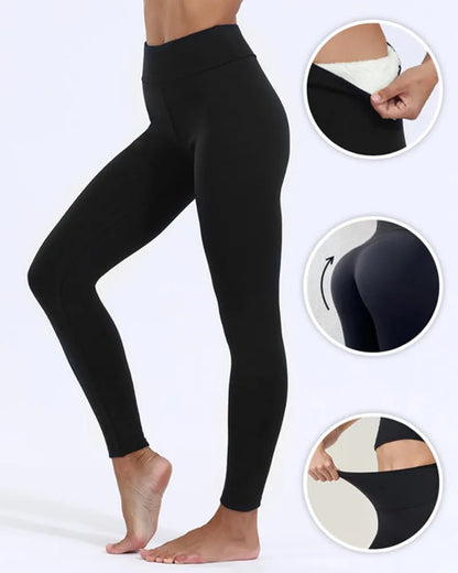 Casual Warm Winter Solid Pants Soft Fleece Leggings
